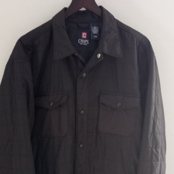 'CHAPS' Lightweight Solid Black quilted Jacket Size L EUC - Picture 1 of 12